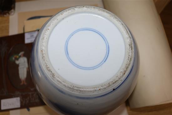 A 19th century Chinese blue and white ginger jar, 8.75in.